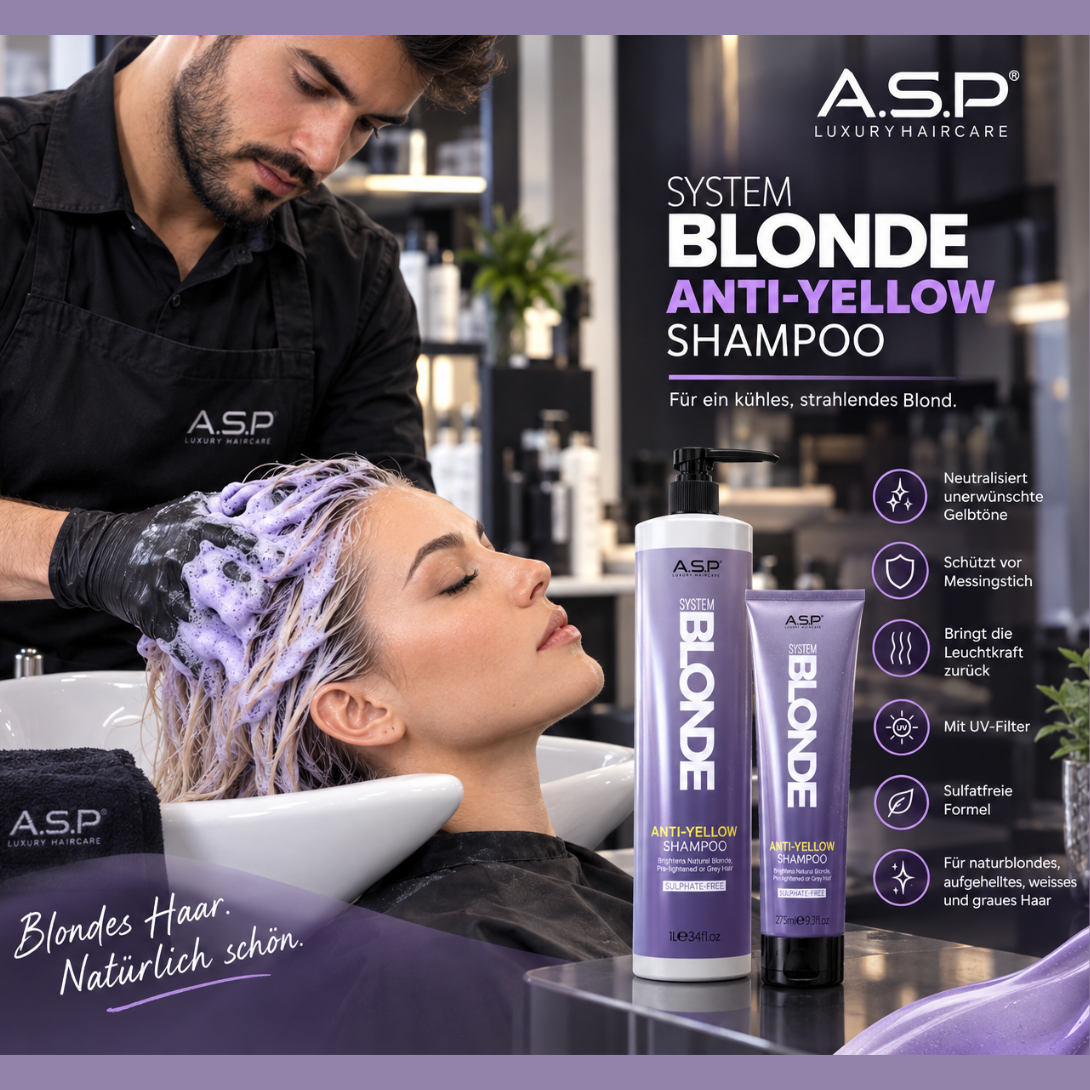 ASP System Blonde Anti-Yellow Shampoo: sulfatfreies Silbershampoo gegen Gelbtöne