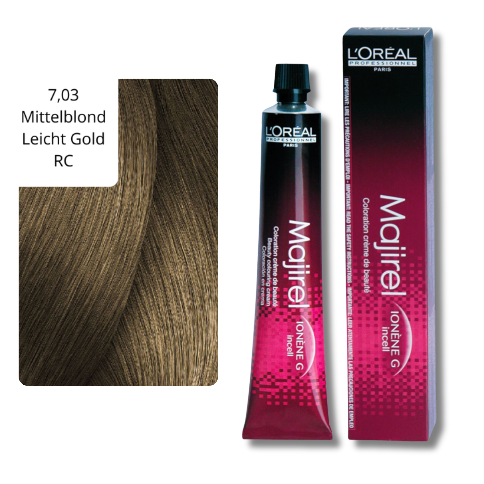 CT-10092.47_CT-10092.154_Loreal Majirel Haarfarbe 50 ml - 7,03 Mittelblond Leicht Gold RC