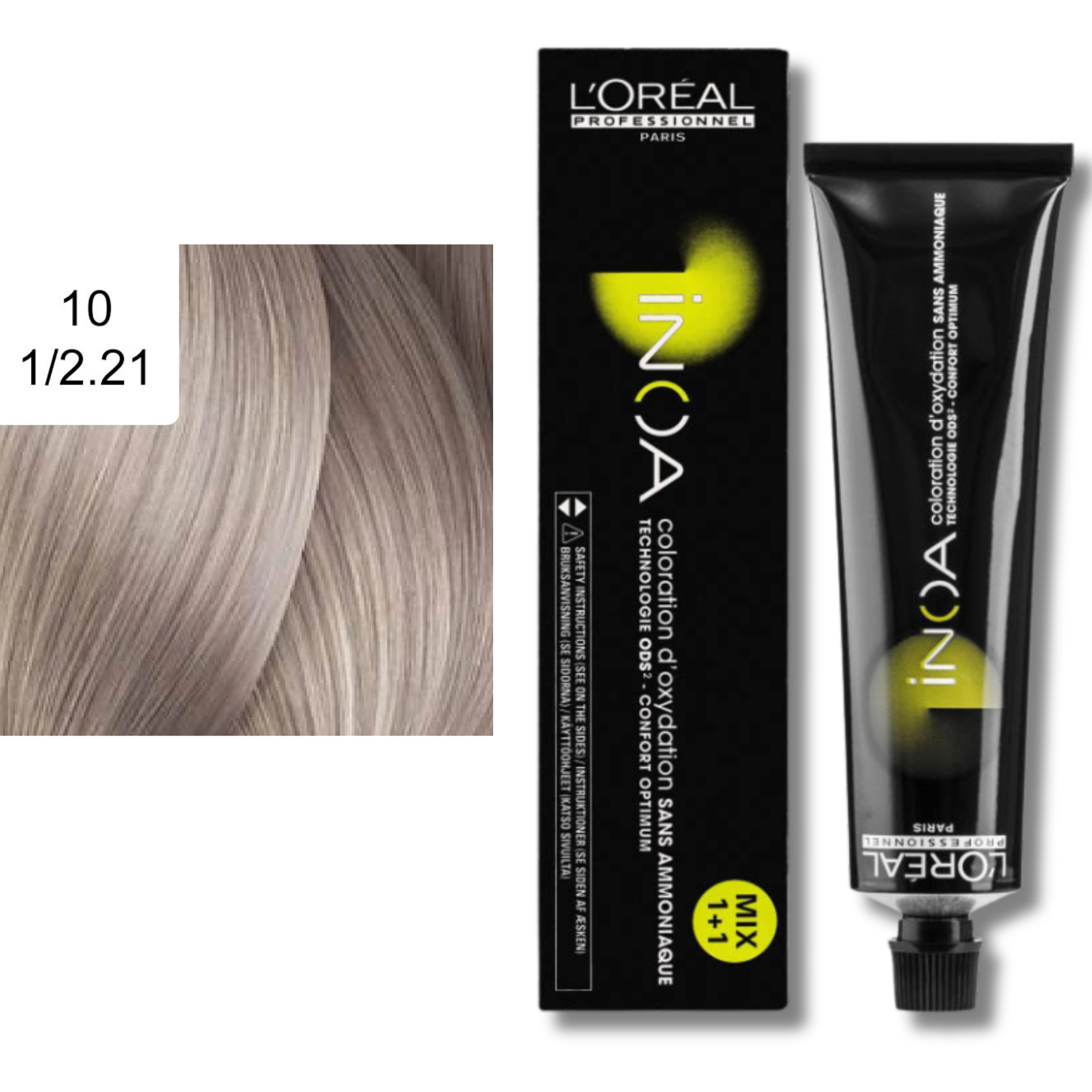 CT-10082.114_CT-10082.38_L'Oréal Professionnel Inoa Haarfarbe 10 1/2 .21 Platinblond Licht Irisé Asch