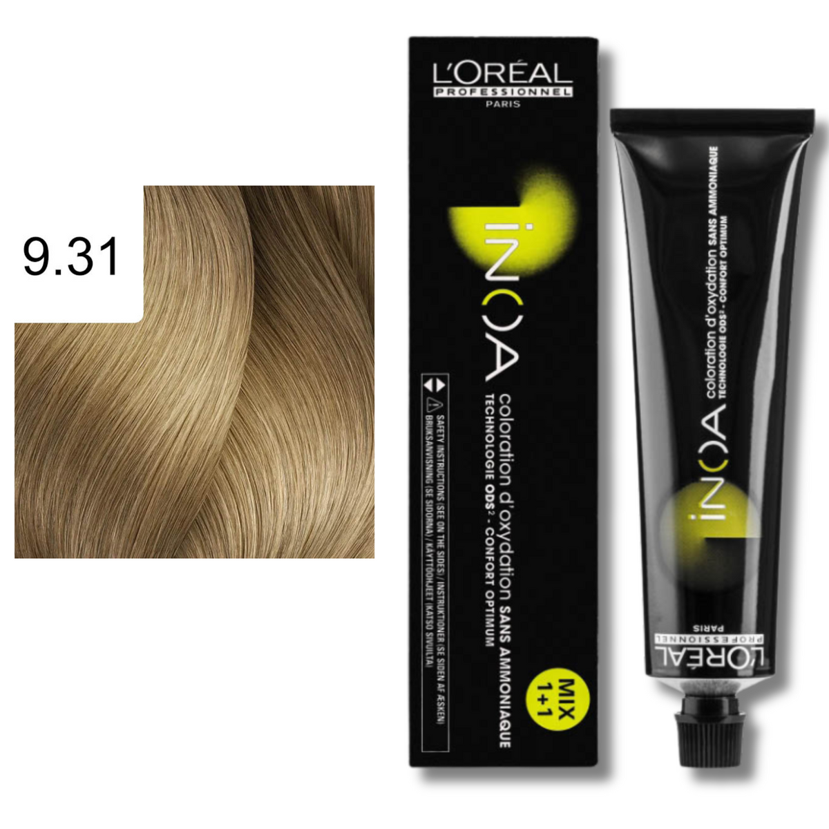 CT-10082.107_CT-10082.38_L'Oréal Professionnel Inoa Haarfarbe 9,31 Sehr Helles Blond Gold Asch