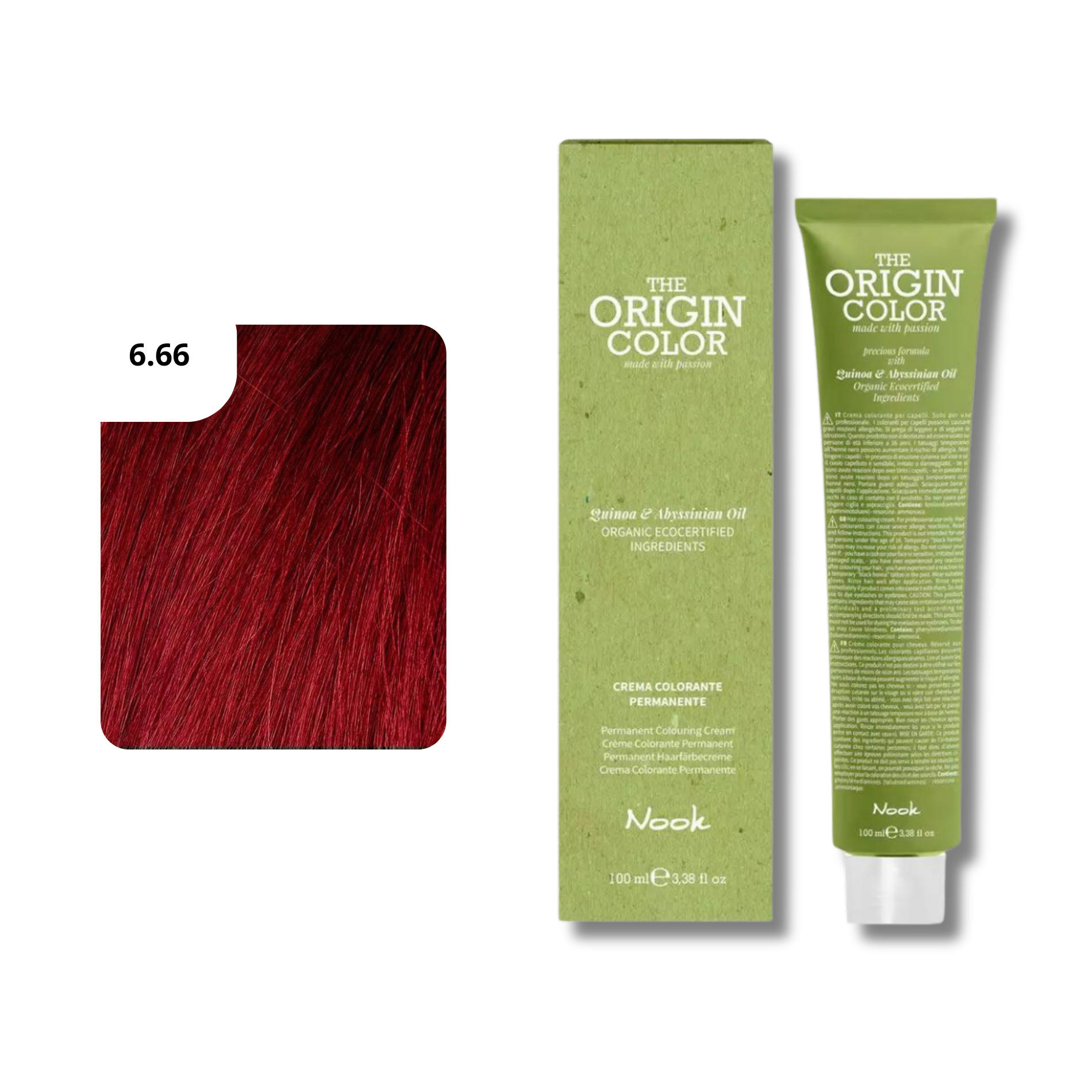CT-17464.2_Nook Origin Color Haarfarbe 6.66 Dunkelblondes Intensives Rot 100 ml