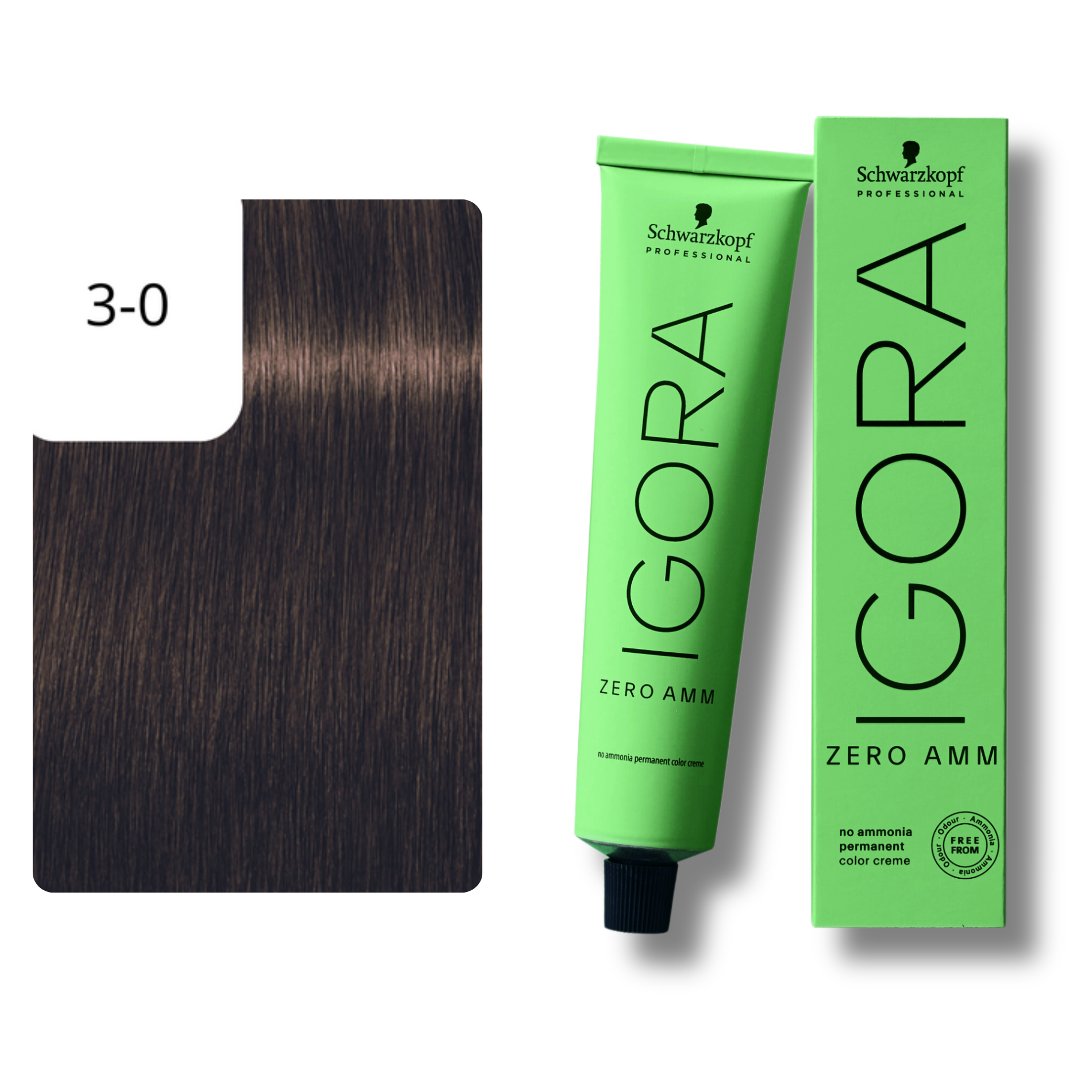 CT-17023.1_Schwarzkopf Professional Igora Zero Amm Ammoniakfreie Permanente Farbe - 60 ml - 3-0 Dunkelbraun
