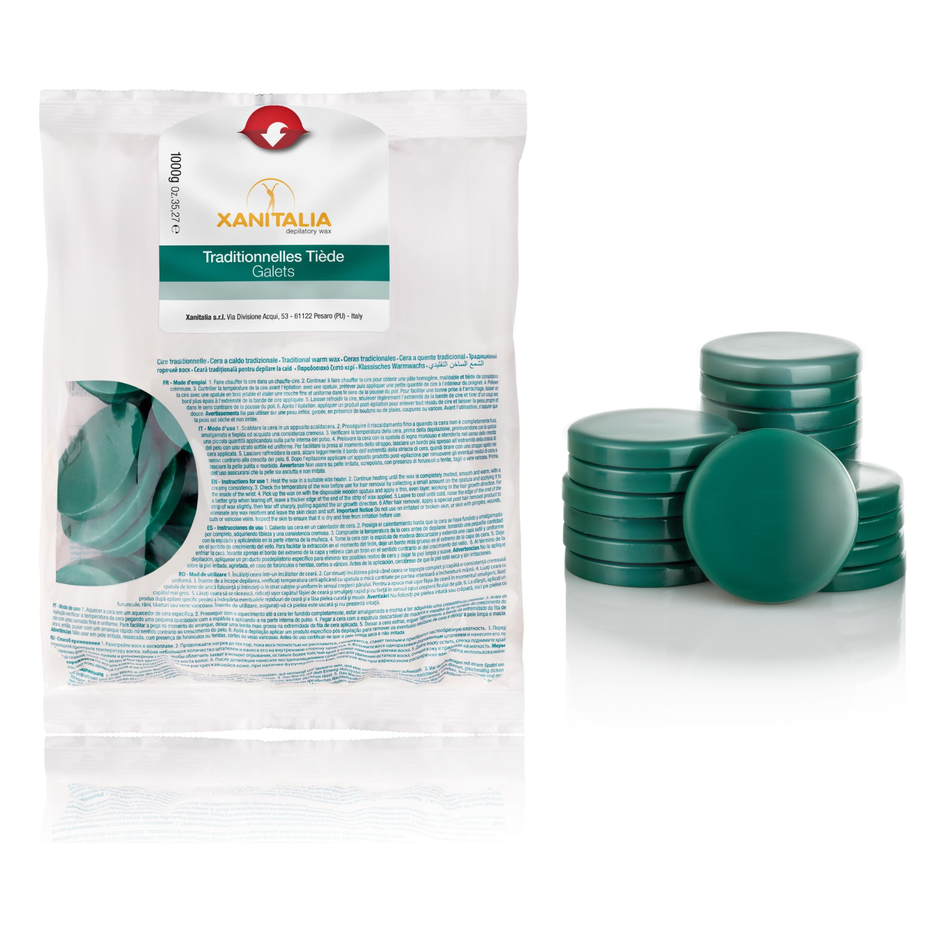 CT-14811_XanitaliaPro Hard Wax Traditionnelles Tiède Chlorophyll 1000 g